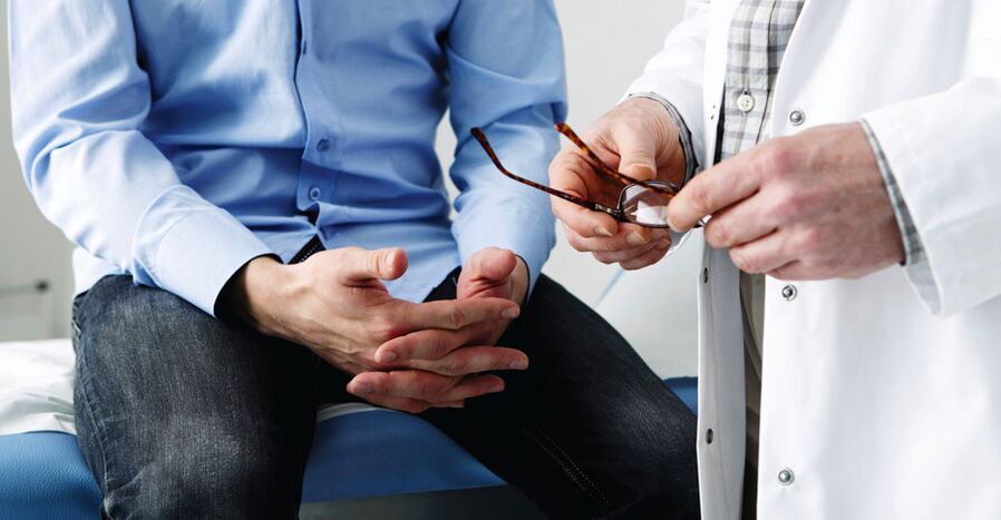 a patient with prostatitis on examination by a physician